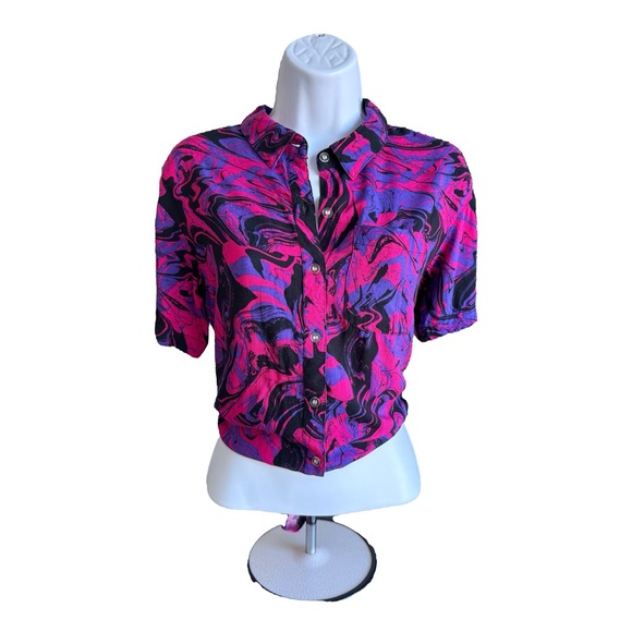 Vitriol Retro Marble Design Short Sleeve Button Up. - Picture 1 of 4